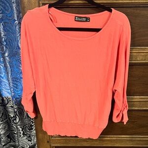 7th Avenue Vibrant Coral Blouse with Pearl Accents